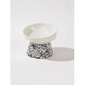 BRSP-20501399 M-PETS URBAN STYLE TILTD SERAMİK MAMA KABI 150ML BLACK/WHİTE