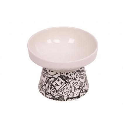 BRSP-20501599 M-PETS URBAN STYLE TILTD SERAMİK MAMA KABI 250ML BLACK/WHİTE 
