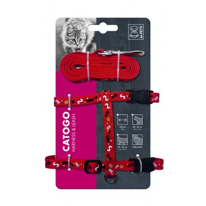 brsp 20801299 M-PETS CATOGO KEDİ GÖĞÜS TASMASI+GEZDİRME RED