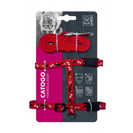 brsp 20801299 M-PETS CATOGO KEDİ GÖĞÜS TASMASI+GEZDİRME RED