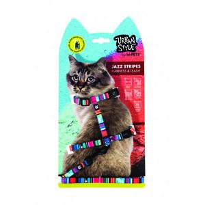 brsp-20801499 M-PETS URBAN STYLE JAZZ STRIPES KEDİ GÖĞÜS TASMASI SET
