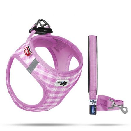 brsp SU2303-CURLI VEST HARNESS AIR-MESH PINK-CARO S & LEASH M