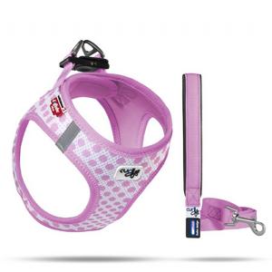 brsp SU2305-CURLI VEST HARNESS AIR-MESH PINK-CIRCLES 3XS & LEASH M