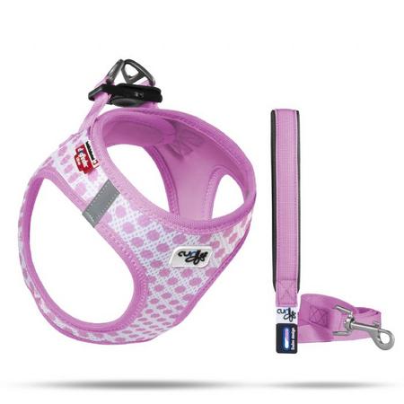 brsp SU2306-CURLI VEST HARNESS AIR-MESH PINK-CIRCLES 2XS & LEASH M