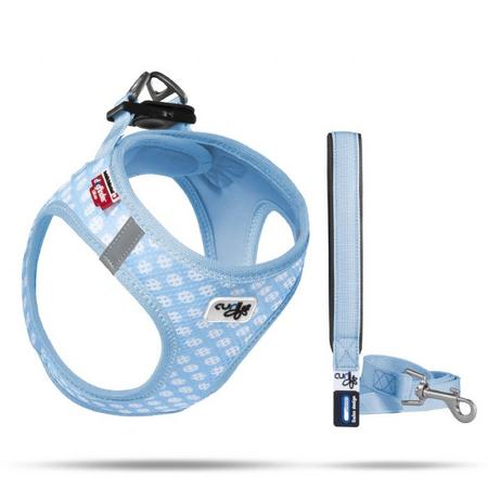 brsp SU2319-CURLI VEST HARNESS AIR-MESH SKYBLUE-CIRCLES S & LEASH M