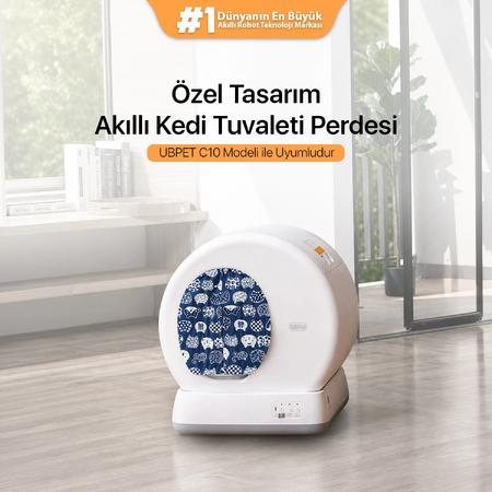 C10 Pro Uyumlu Kedi Tuvaleti Perdesi | Kum Dağılım Önleyici | Mıknatıslı Giriş, Premium Kumaş
