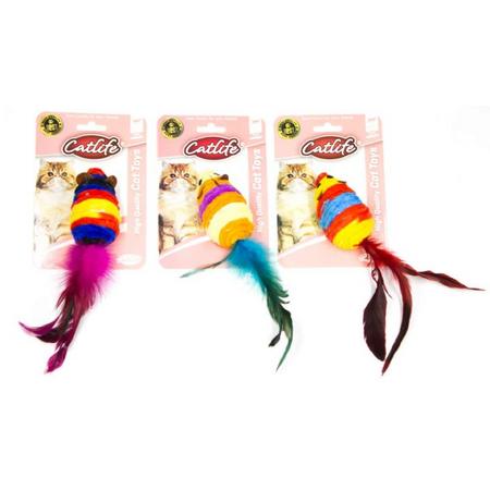 Catlife Kediler İçin Renkli Tüy Kuyruklu Fare Oyuncak 203549-brsp 