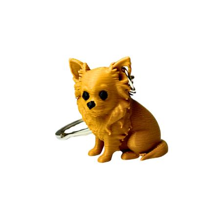 Chihuahua Uzun Tüylü Kahverengi Anahtarlık PLA000255