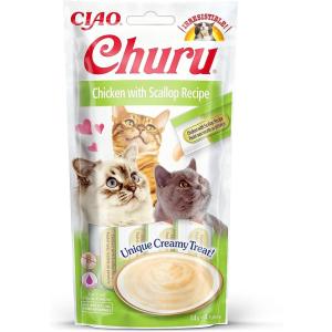 CZP-EU105 Ciao Churu Cream Tavuklu ve Deniz Taraklı Kedi Ödül Kreması 4 x 14 Gr