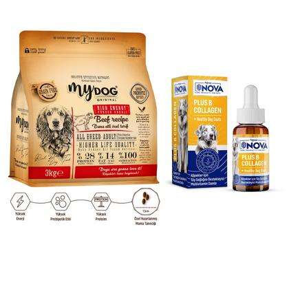 Dana Etli Yüksek Enerji Yetişkin Köpekler İçin Tüy Sağlığı Paketi