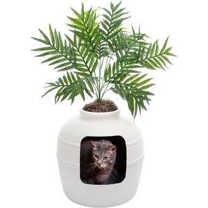 Dekor Saksı Kedi Tuvaleti (Beyaz)