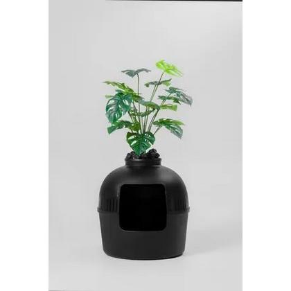 Dekor Saksı Kedi Tuvaleti (Siyah)