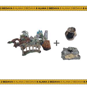 dkr orta (13 -29 cm muhtelif dekor) karma koli  akvaryum dekoru 8+2 HEDİYE !