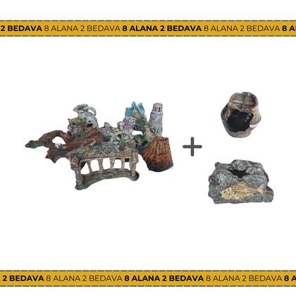 dkr orta (13 -29 cm muhtelif dekor) karma koli  akvaryum dekoru 8+2 HEDİYE !