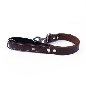 Konforlu Gerçek Deriden El Yapımı Köpek Gezdirme Kayışı 2,5x120cm - Kahve