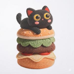 Duvara Yapışan Kedi Tırmalama 3Boyutlu Hamburger
