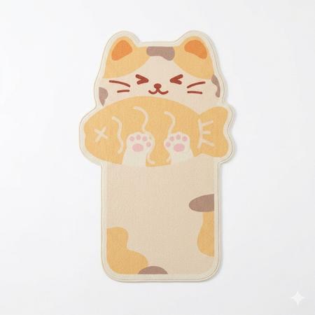 Duvara Yapışan Kedi Tırmalama Balık Yiyen Kedi
