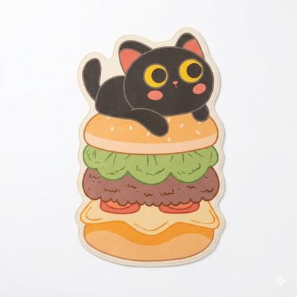 Duvara Yapışan Kedi Tırmalama Hamburger Kedi