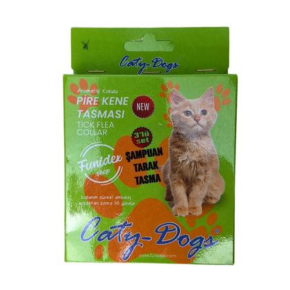 funidex  kediler için pire kene bakım seti (şampuan- tarak- tasma )