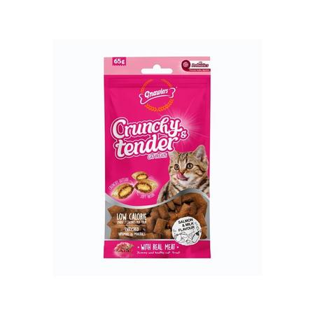 Gnawlers Crunchy Somonlu ve Sütlü Prebiotik Destekli Kedi Ödül Maması 65gr