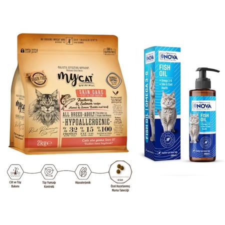 Hamsi & Somon Balıklı Skin Care Yetişkin Kediler İçin Besleyici İkili Paketi