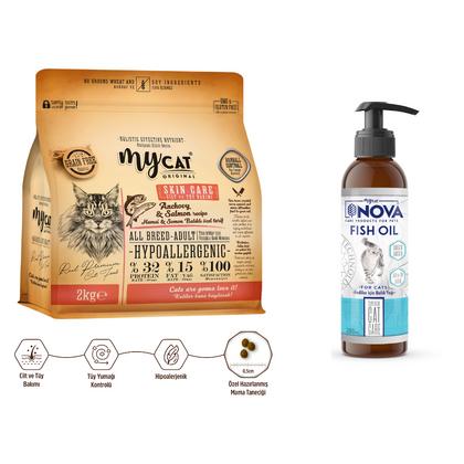 Hamsi & Somon Balıklı Skin Care Yetişkin Kediler İçin Besleyici İkili Paketi