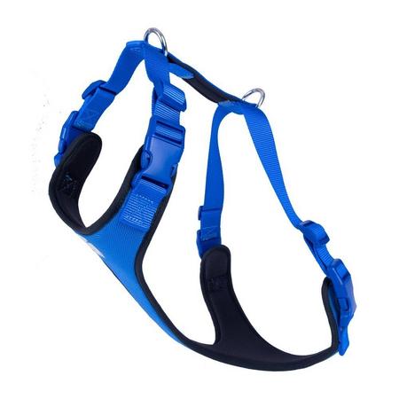 Havalı Dokumadan El Yapımı Köpek Göğüs Tasması 2XL-2x70-80cm - Mavi