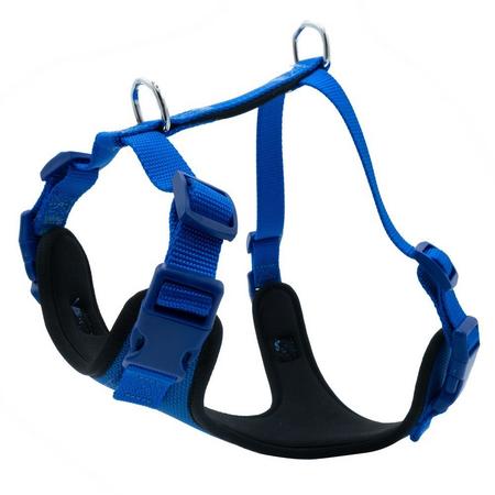 Havalı Dokumadan El Yapımı Köpek Göğüs Tasması M-2x45-55cm - Mavi