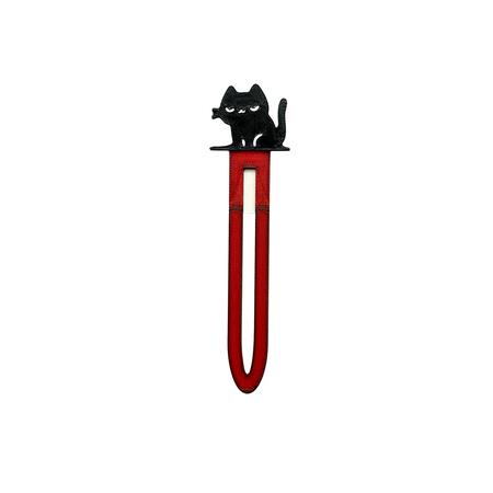 Kara Kedili Kırmızı Çubuklu Kitap Ayracı KİT014