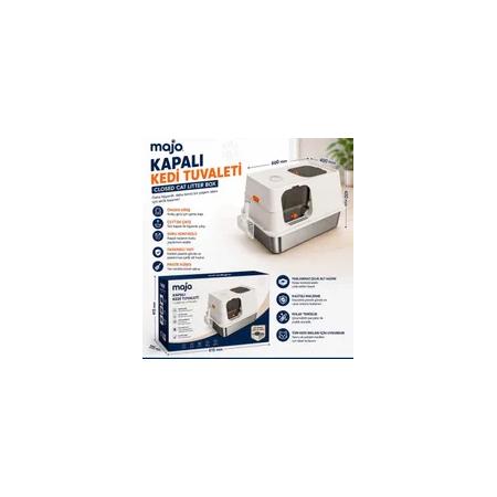 Kedi Paslanmaz Kaplı Kapalı Kedi Tuvalet Kabı mj-724