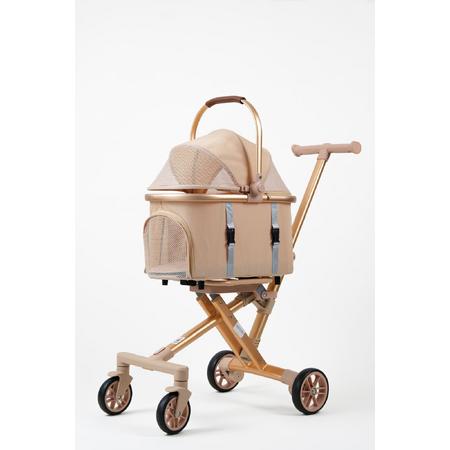 Kedi Ve Köpek Arabası Katlanabilir Pusetli Bej 100-