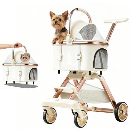 Kedi Ve Köpek Arabası Katlanabilir Pusetli Beyaz 100-