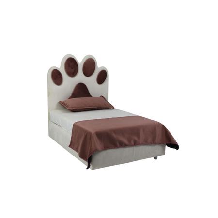 Kedi ve Köpek Pati Desenli Bazalı Yatak Bej / Pudra M Boy 50*70