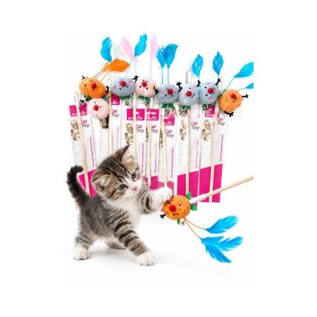 Kırmızı Burunlu Peluş Top Kedi Oltası