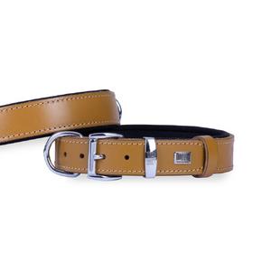 Konforlu Gerçek Deriden El Yapımı Köpek Boyun Tasması 2,5x37-45cm -Kamel