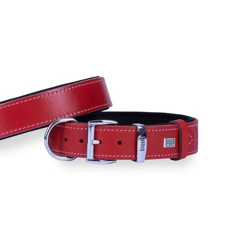 Konforlu Gerçek Deriden El Yapımı Köpek Boyun Tasması 3,5x52-60cm - Kırmızı