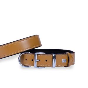 Konforlu Gerçek Deriden El Yapımı Köpek Boyun Tasması 3,5x52-60cm - Kamel