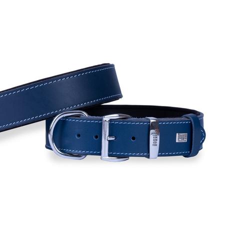 Konforlu Gerçek Deriden El Yapımı Köpek Boyun Tasması 3,5x57-65cm - Mavi