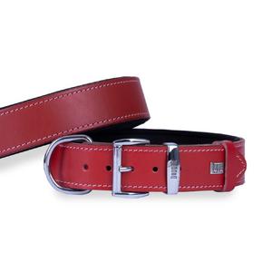 Konforlu Gerçek Deriden El Yapımı Köpek Boyun Tasması 3,5x57-65cm - Kırmızı