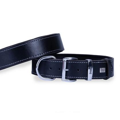 Konforlu Gerçek Deriden El Yapımı Köpek Boyun Tasması 3,5x57-65cm - Siyah