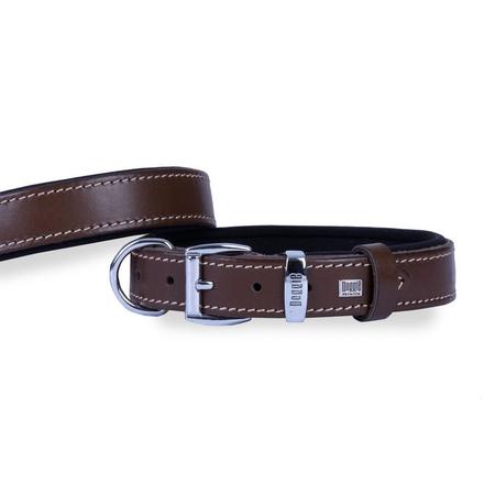 Konforlu Gerçek Deriden El Yapımı Köpek Boyun Tasması 3x42-50cm - Kahveverengi