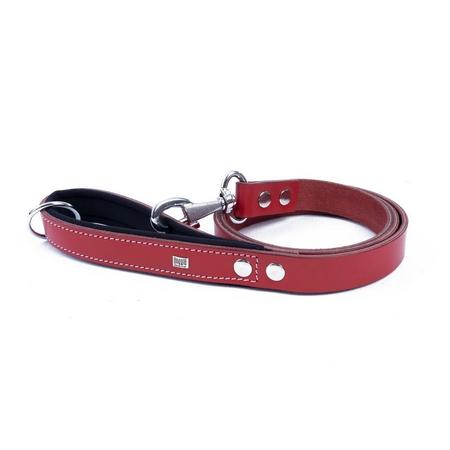 Konforlu Gerçek Deriden El Yapımı Köpek Gezdirme Kayışı 2,5x120cm - Kırmızı