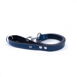 Konforlu Gerçek Deriden El Yapımı Köpek Gezdirme Kayışı 2,5x120cm - Mavi