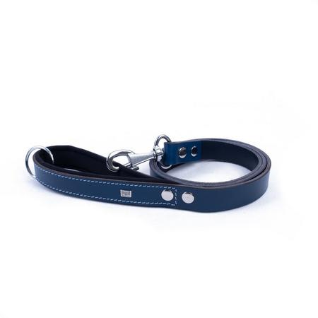 Konforlu Gerçek Deriden El Yapımı Köpek Gezdirme Kayışı 3x100cm - Mavi