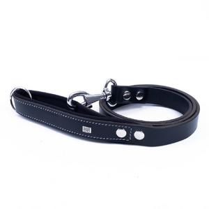 Konforlu Gerçek Deriden El Yapımı Köpek Gezdirme Kayışı 3x100cm - Siyah