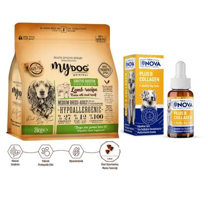 Kuzu Etli Orta Irk Köpekler İçin Tüy Sağlığı Paketi