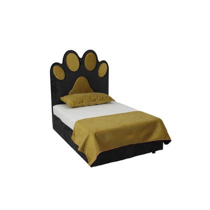 Kedi ve Köpek Pati Desenli Bazalı Yatak Antrasit / Hardal L Boy  60*90