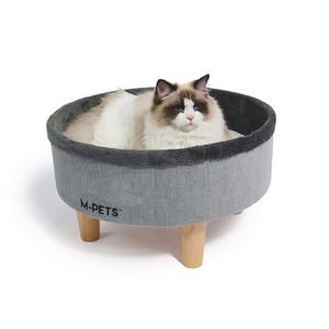 M-Pets Round Elevated Ahşap Ayaklı Kedi Yatağı Grey BRSP-20302999