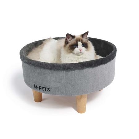 M-Pets Round Elevated Ahşap Ayaklı Kedi Yatağı Grey BRSP-20302999