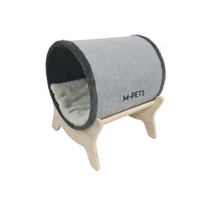 M-Pets Tunnel Elevated Ahşap Ayaklı Kedi Yatağı Grey BRSP-20303099
